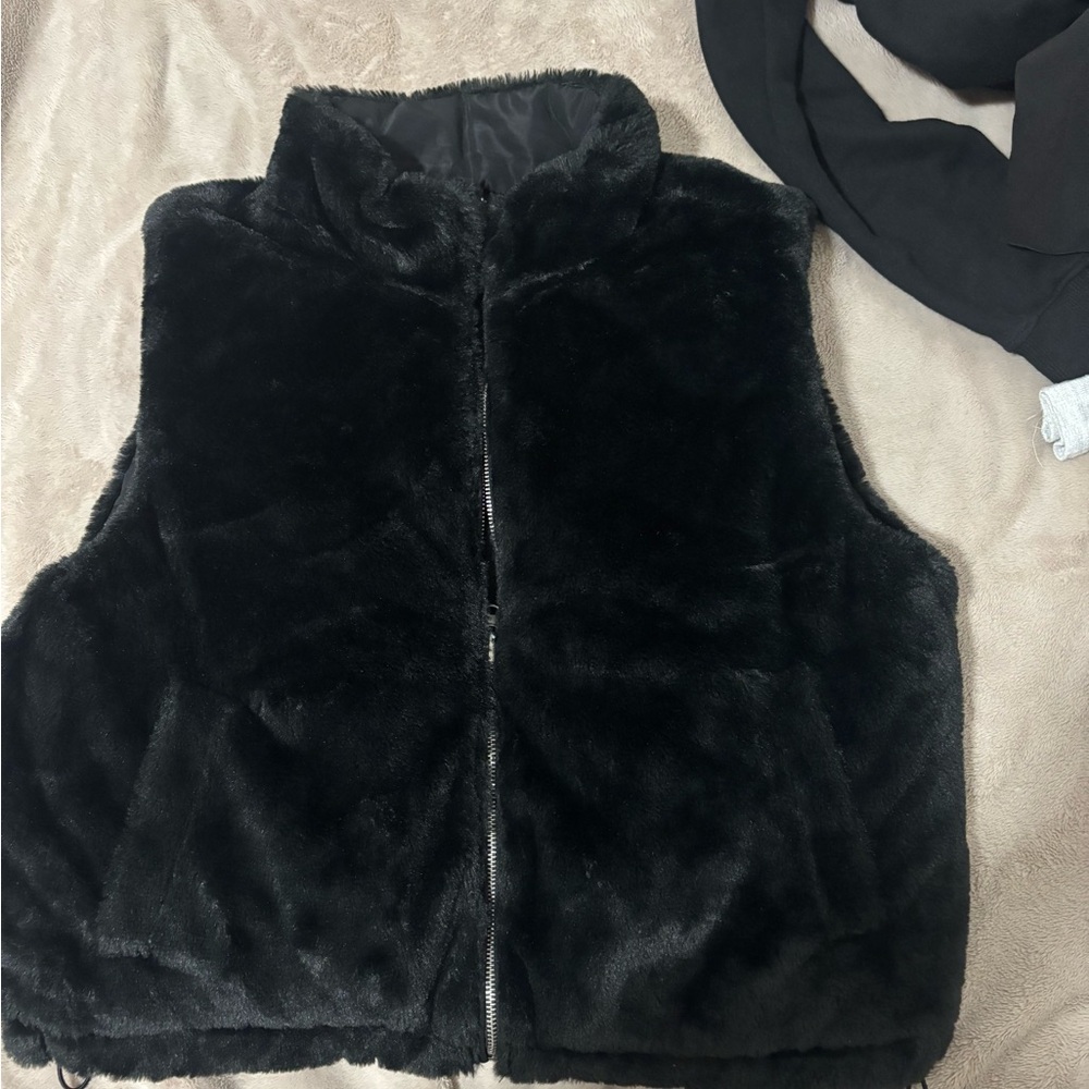 Black Faux Fur Vest